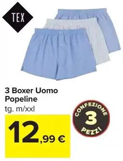 Carrefour 3 Boxer Uomo Popeline offerta