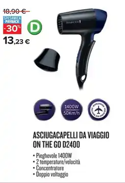 Carrefour ASCIUGACAPELLI DA VIAGGIO ON THE GO D2400 offerta