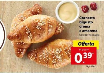 Lidl Cornetto bigusto crema e amarena 84g offerta