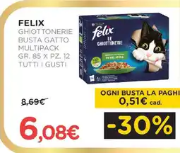 Arcaplanet FELIX Ghiottonerie busta gatto multipack 12 tutti i gusti offerta