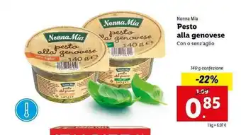 Lidl Nonna Mia Pesto alla genovese 140g offerta