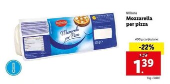Lidl Milbona Mozzarella per pizza 400g offerta
