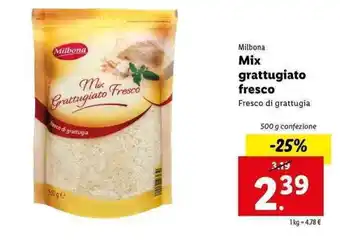 Lidl Milbona Mix grattugiato fresco 500g offerta