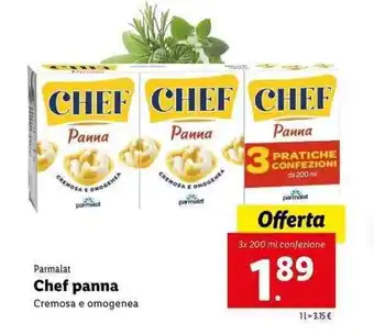 Lidl Parmalat Chef panna 3 x 200ml offerta