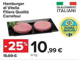 Carrefour Hamburger di Vitella Filiera Qualità Carrefour offerta