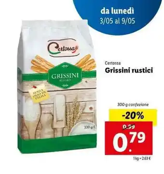 Lidl Certossa Grissini rustici 300g offerta