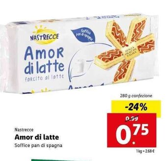 Lidl Nastrecce Amor di latte 280g offerta