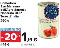 Carrefour Pomodoro San Marzano dell'Agro Sarnese Nocerino DOP Terre d'Italia offerta