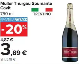 Carrefour Muller Thurgau Spumante Cavit offerta