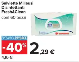 Carrefour Salviette Milleusi Disinfettanti Fresh&Clean offerta