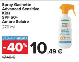 Carrefour Spray Gachette Advanced Sensitive Kids SPF 50+ Ambre Solaire offerta