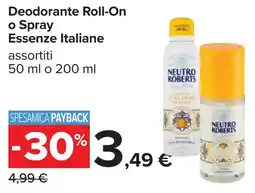 Carrefour Deodorante Roll-On o Spray o Essenze Italiane offerta