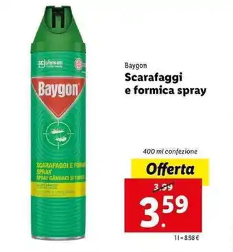 Lidl Baygon Scarafaggi e formica spray 400ml offerta