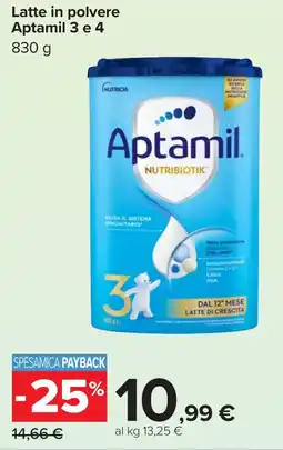Carrefour Latte in polvere Aptamil 3 e 4 offerta