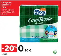Carrefour Tovagliolo Scozzese Foxy offerta