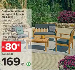 Carrefour Coffee Set 4 Pezzi in Legno di Acacia mod Java offerta