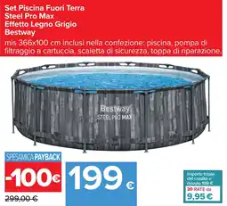 Carrefour Set Piscina Fuori Terra Steel Pro Max Effetto Legno Grigio Bestway offerta