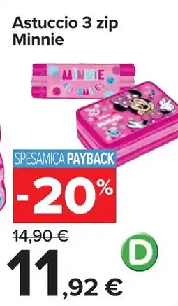 Carrefour Astuccio 3 zip Minnie offerta