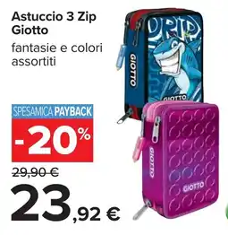 Carrefour Astuccio 3 Zip Giotto offerta
