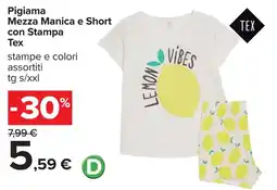 Carrefour Pigiama Mezza Manica e Short con Stampa Tex offerta