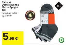 Carrefour Calze x4 Uomo o Donna Mezza Spugna Tex offerta