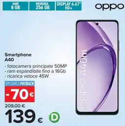 Carrefour oppo Smartphone A40 offerta