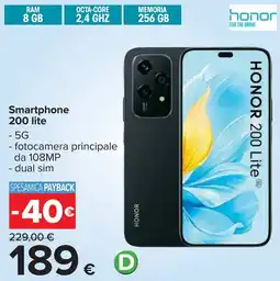 Carrefour honor Smartphone 200 lite offerta