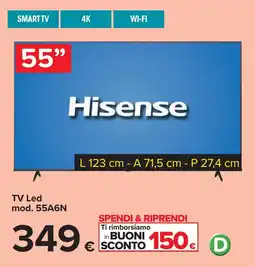 Carrefour Hisense TV Led mod. 55A6N offerta