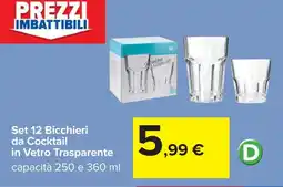 Carrefour Set 12 Bicchieri da Cocktail in Vetro Trasparente offerta