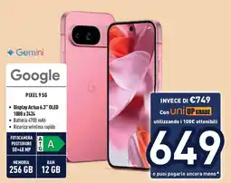Unieuro Gemini Google PIXEL 95G offerta