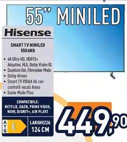 Unieuro Hisense SMART TV MINILED 55U6NQ offerta