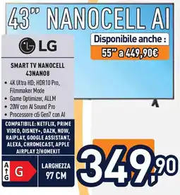 Unieuro LG SMART TV NANOCELL 43NAN08 offerta