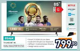 Unieuro Hisense TV UHD 85" 4K Dolby Vision/HDR 10+/HLG offerta