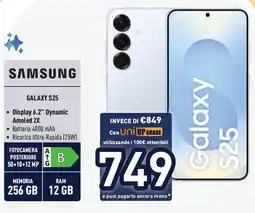 Unieuro SAMSUNG GALAXY S25 offerta