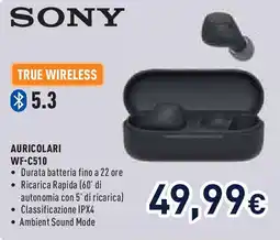 Unieuro SONY auricolari WF-C510 offerta
