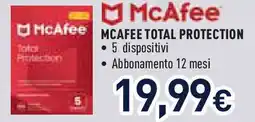 Unieuro McAfee total protection offerta