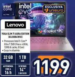 Unieuro Lenovo YOGA SLIM 71 AURA EDITION (83JX004WIX) offerta