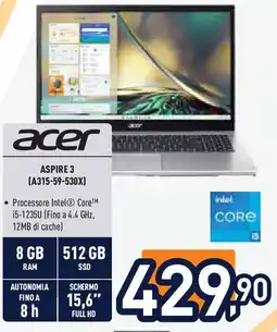 Unieuro acer ASPIRE 3 (A315-59-530X) offerta