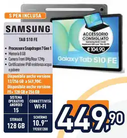 Unieuro SAMSUNG TAB S10 FE offerta
