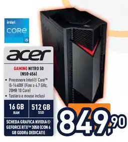 Unieuro acer GAMING NITRO 50 (N50-656) offerta