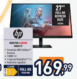 Unieuro hp MONITOR GAMING OMEN 27 offerta