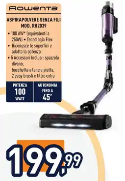 Unieuro Rowenta ASPIRAPOLVERE SENZA FILI MOD. RH2039 offerta