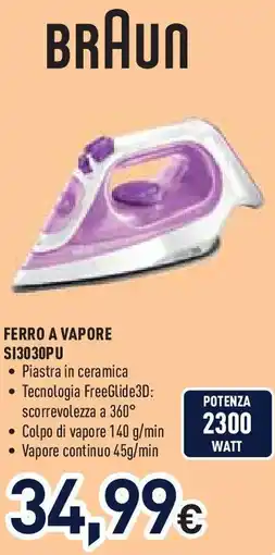 Unieuro BRAUN FERRO A VAPORE S13030PU offerta