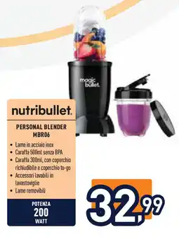 Unieuro nutribullet. PERSONAL BLENDER MBR06 offerta