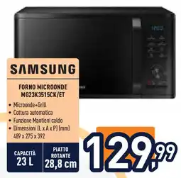 Unieuro SAMSUNG Forno microonde MG23K3515CK/ET offerta