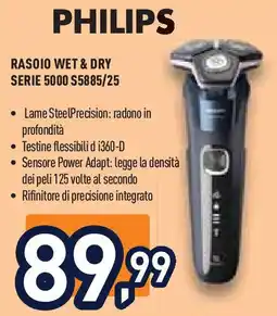 Unieuro BRAUN rasoio wet & dry Serie 5000 S5885/25 offerta