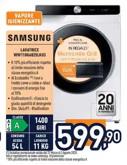 Unieuro SAMSUNG Lavatrice WW11DG6B25LKU3 offerta