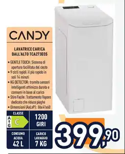 Unieuro CANDY Lavatrice carica dall'alto TCA273D3S offerta