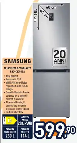 Unieuro SAMSUNG Frigorifero combinato RB34C675DSA offerta