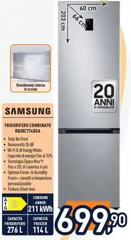 Unieuro SAMSUNG Frigorifero combinato RB38C774DSA offerta